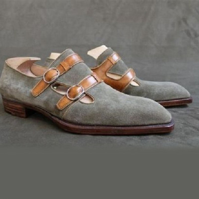 Gray monk leather shoes for men, dress shoes - Thumbnail 2