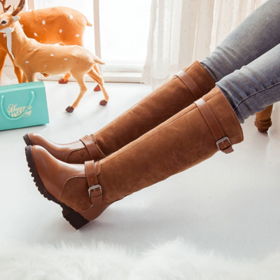 Chic Belt Design Knee High Winter and Autumn Boots