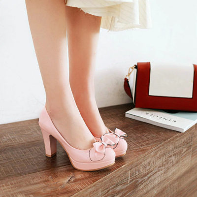 Kawaii sweet bow knot pumps - Thumbnail 4