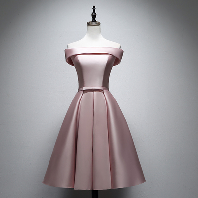 Cute satin short prom dress, homecoming dress - Thumbnail 4