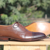 Handmade Brown Leather Shoes, Dress Formal Shoes  - Thumbnail 1