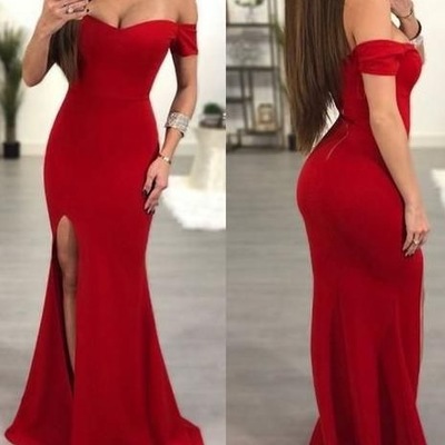 Off the shoulder mermaid prom dresses with split side - Thumbnail 3