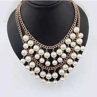 Zahra Pearl Statement Necklace - Thumbnail 1