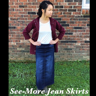 Childrens classic comfort dark wash denim skirt - Thumbnail 4