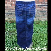 CHILDRENS CLASSIC COMFORT DARK WASH DENIM SKIRT - Thumbnail 1