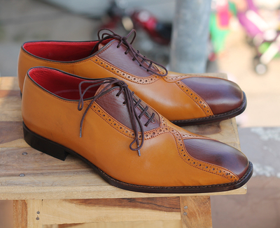 Men's Handmade Tan Brown Color Leather formal shoes, Men's Lace Up Stylish Shoes