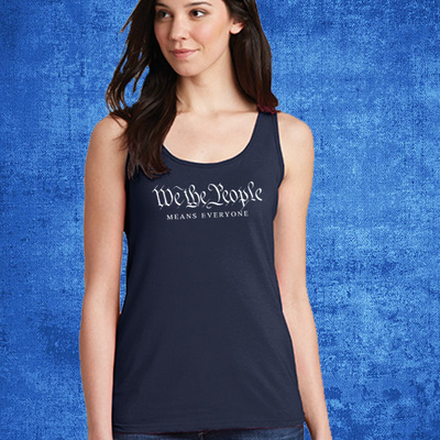 We the people, means everyone, women's navy tank top