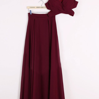 Sexy burgundy two piece prom dresses ,long prom dress - Thumbnail 4