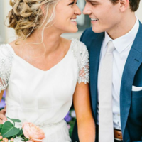 A Line Chiffon Beach Wedding Dress with Beading - Thumbnail 1