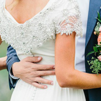 A Line Chiffon Beach Wedding Dress with Beading - Thumbnail 2