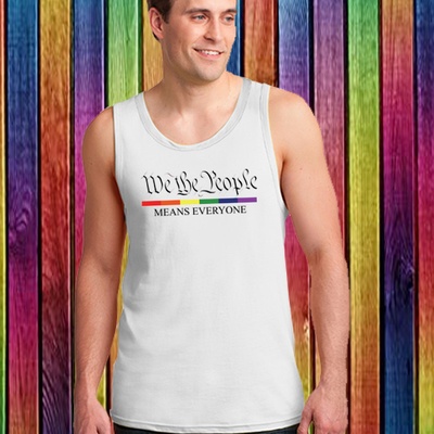 Wtp means everyone rainbow bar white tank top
