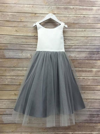 Grey Tulle Flower Girl Dresses for Wedding Party GH005