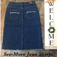 FRINGE WITH FLAIR MID LENGTH DENIM SKIRT  - Thumbnail 1