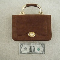 Brown Bag with Gold Details and Detachable Strap - Thumbnail 1