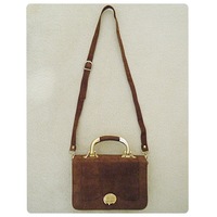 Brown Bag with Gold Details and Detachable Strap - Thumbnail 2