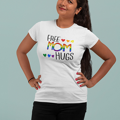 Free mom hugs white t-shirt - Thumbnail 4