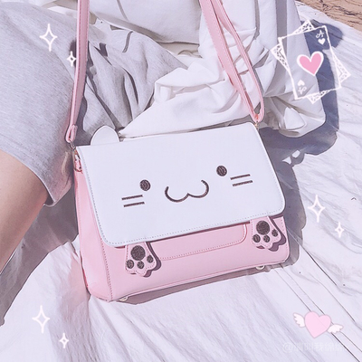 Cute cartoon embroidered stereo cat messenger bag