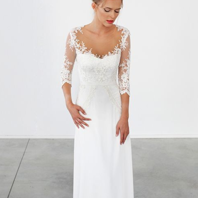 Vintage half sleeve lace wedding dress,elegant wedding dress - Thumbnail 4