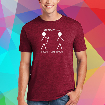 Straight, but i got your back antique red t-shirt   - Thumbnail 2