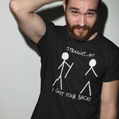 Straight but i got your back. black t-shirt - Thumbnail 3