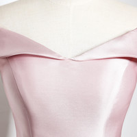 Simple satin short prom dress pink evening dress - Thumbnail 3