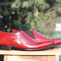 Men's Handmade Burgundy Color Leather formal shoes, Men's Whole Cut Stylish Shoes - Thumbnail 1