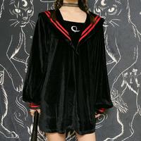 Sailor JK Uniform Moon Embroidery Velvet Sweatshirt - Thumbnail 1