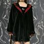 Sailor JK Uniform Moon Embroidery Velvet Sweatshirt-1