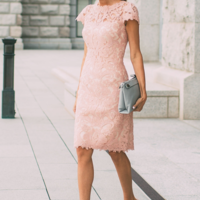 Beauty Fall Outfits Short Pink Lace Casual Dress , Short Prom Dress - Thumbnail 1