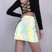 Harajuku retro gradient reflective skirt zipper high waist sexy bag hip skirt - Thumbnail 2