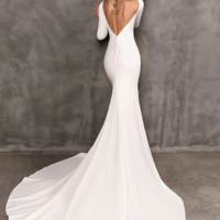 Mermaid long prom dress,elegant long sleeve prom dress,backless party dress, - Thumbnail 1