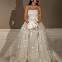 Saprkly Strapless Mermaid Wedding Dresses Bridal Gown,281 - Thumbnail 1