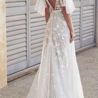 2021 Romantic White Flower Appliques Wedding Dress,Lace Long Bridal Dresses,Wedding Dress,289 - Thumbnail 1