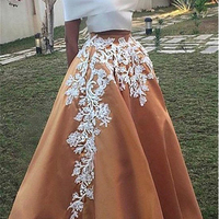 Vintage Off the Shoulder Appliques Two Piece Prom Dress,293 - Thumbnail 1