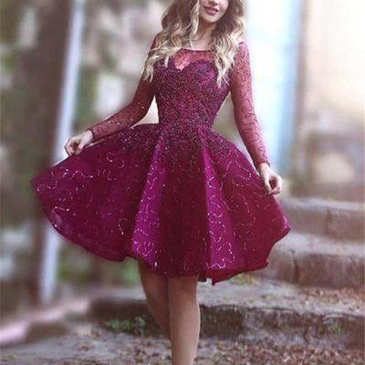 2019 hot long sleeves homecoming dress ,sparkly party evening custom discount homecoming dress,302 - Thumbnail 5