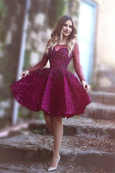 2019 Hot long sleeves homecoming dress ,sparkly party evening custom discount homecoming dress,302