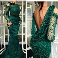Green prom dresses, pearls evening dresses, mermaid evening gowns, backless evening dresses, beaded evening dresses , green formal dresses,308 - Thumbnail 1