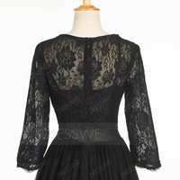 A Line 3/4 Sleeve Lace Hot Evening Party Dress In Tea Length,314 - Thumbnail 3