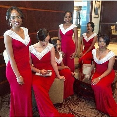 V Neck Sheath Bridesmaid Dresses Long with beaded for Wedding