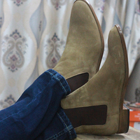Chelsea Leather ankle boots, Suede Chelsea Boots, Handmade Men Casual Boots - Thumbnail 1