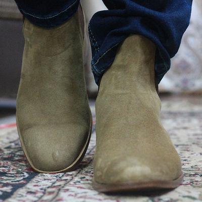 Chelsea leather ankle boots, suede chelsea boots, handmade men casual boots - Thumbnail 4