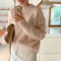 Round Neck Mixed Color Yarn Jumper Sweater - Thumbnail 2