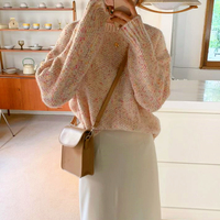 Round Neck Mixed Color Yarn Jumper Sweater - Thumbnail 3