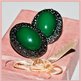 Vintage Retro Style Jade Green Gem Stud Earrings-1