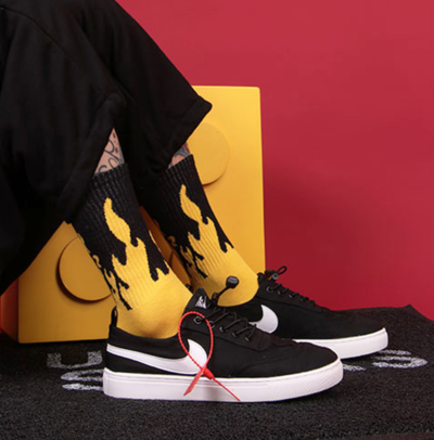 Free Shipping-YELLOW FLAME SOCKS
