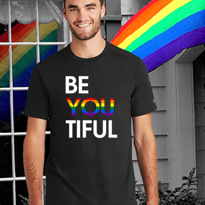Beyoutiful rainbow unisex black t-shirt - Thumbnail 4
