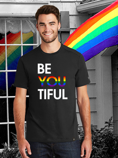 BeYOUtiful Rainbow Unisex Black T-shirt