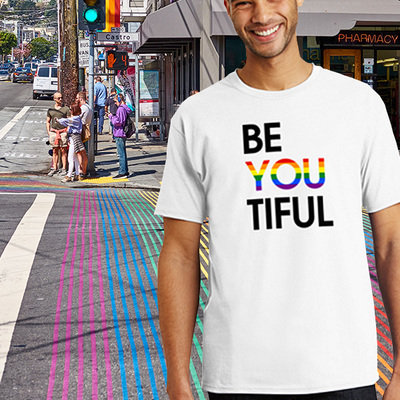 Beyoutiful rainbow unisex white t-shirt - Thumbnail 3
