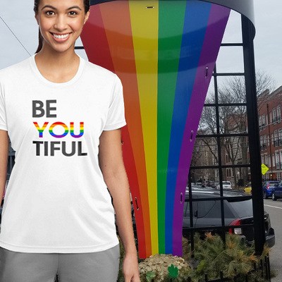 Beyoutiful rainbow women's white t-shirt - Thumbnail 3