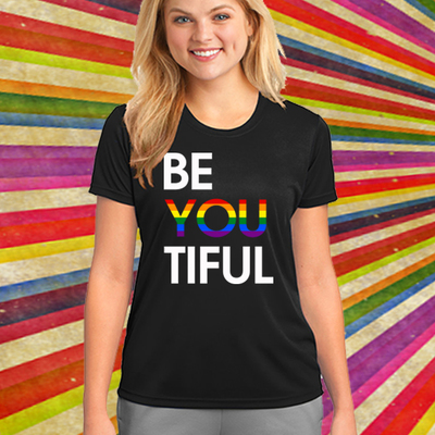Beyoutiful rainbow women's black t-shirt - Thumbnail 5